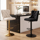 Artiss 4x Bar Stools Counter Chair Kitchen Adjustable Nailhead Trim Velvet Ivory