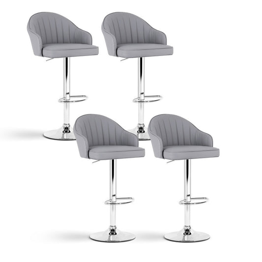 Artiss 4x Bar Stools Kitchen Swivel Gas Lift Counter Chair Shell Leather Grey