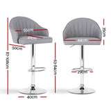 Artiss 4x Bar Stools Kitchen Swivel Gas Lift Counter Chair Shell Leather Grey