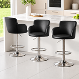 Artiss 3x Bar Stools Counter Chairs Swivel Adjustable Tub PU Leather Black