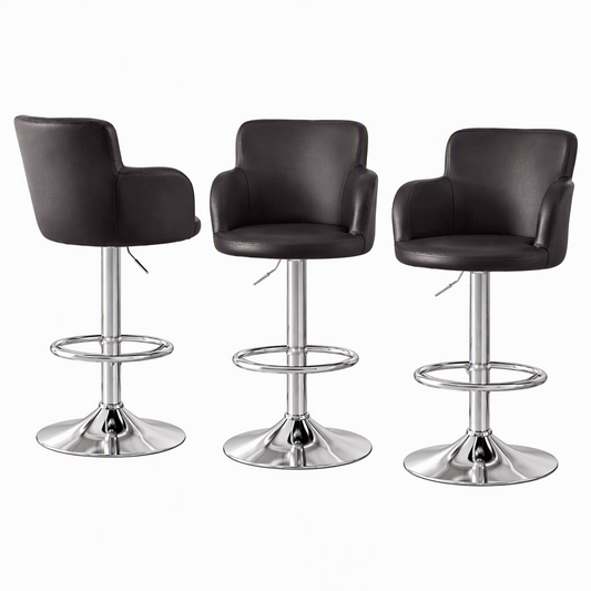 Artiss 3x Bar Stools Counter Chairs Swivel Adjustable Tub PU Leather Brown