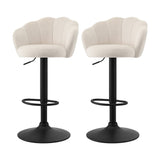Artiss 2x Bar Stools Counter Chair Adjustable Shell Backrest Velvet Nessah Ivory