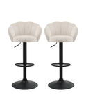 Artiss 2x Bar Stools Counter Chair Adjustable Shell Backrest Velvet Nessah Ivory