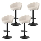 Artiss 4x Bar Stools Counter Chair Adjustable Shell Backrest Velvet Nessah Ivory