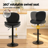 Artiss 4x Bar Stools Kitchen Swivel Gas Lift Counter Chair Shell Leather Black