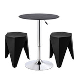 Artiss Bar Stools and Table Set 3PCS Dining Desk Kitchen Chair PVC Leather Black
