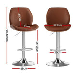 Artiss 3X Bar Stools Bentwood Adjustable Kitchen Counter Chair PU Leather Brown