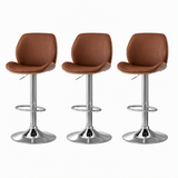 Artiss 3X Bar Stools Bentwood Adjustable Kitchen Counter Chair PU Leather Brown