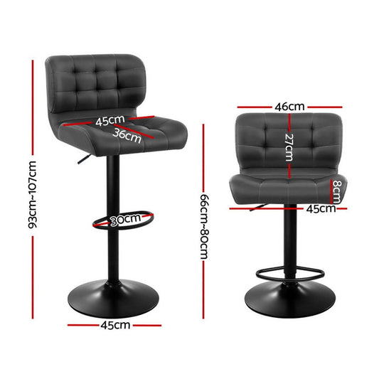 Artiss 4x Bar Stools Gas Lift Leather Padded Grey