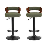 Artiss 2x Bar Stools Counter Chair Gas Lift Swivel Kitchen Bentwood Boucle Green
