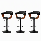 Artiss Bar Stools X3 Kitchen Counter Chair Gas Lift Swivel PU Selina All Black