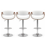Artiss 3x Bar Stools Counter Chair Ambrus Swivel Adjustable Bentwood PU White