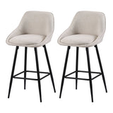 Artiss Bar Stools Set of 2 Linen Upholstered Counter Chairs with Back Padded Seat Beige