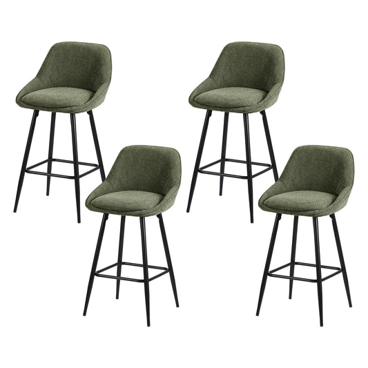 Artiss Bar Stools Set of 4 Linen Upholstered Counter Chairs with Back Padded Seat Green