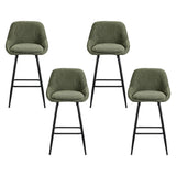 Artiss Bar Stools Set of 4 Linen Upholstered Counter Chairs with Back Padded Seat Green