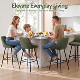 Artiss Bar Stools Set of 4 Linen Upholstered Counter Chairs with Back Padded Seat Green