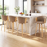 Artiss Wooden Bar Stools Set of 4 Swivel Kitchen Counter Stools Chair 66cm Khaki