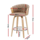 Artiss Wooden Bar Stools Set of 4 Swivel Kitchen Counter Stools Chair 66cm Khaki