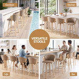 Artiss Wooden Bar Stools Set of 4 Swivel Kitchen Counter Stools Chair 66cm Khaki