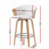 Artiss 66cm Seat Height Wooden Bar Stools Swivel Kitchen Counter Stool Chair