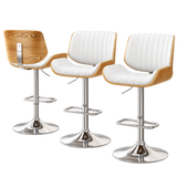 Artiss 3x Bar Stools Counter Chairs Adjustable Swivel PU Leather Galina White
