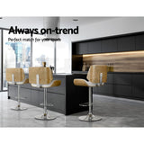Artiss 3x Bar Stools Counter Chairs Adjustable Swivel PU Leather Galina White
