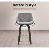 Artiss 2x Bar Stools Swivel Velvet Padded Wooden
