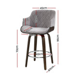Artiss Bar Stools Set of 3 Kitchen Wooden Bar Stool Dining Chair Swivel Velvet