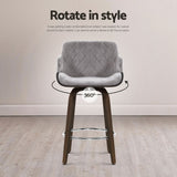 Artiss Bar Stools Set of 3 Kitchen Wooden Bar Stool Dining Chair Swivel Velvet
