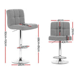 Artiss 2x Bar Stools Kitchen Dining Chairs Counter Stool Gas Lift Fabric Grey