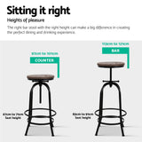 Artiss 2x Bar Stools Adjustable Wood Chairs