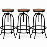 Artiss 3x Bar Stool Backless Swivel Counter Barstools 70-90cm Seat Height Adjustable Industrial