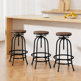 Artiss 3x Bar Stool Backless Swivel Counter Barstools 70-90cm Seat Height Adjustable Industrial