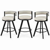 Artiss Bar Stools Set of 3 Swivel Counter Stools with Padded Backrest PU Leather Beige