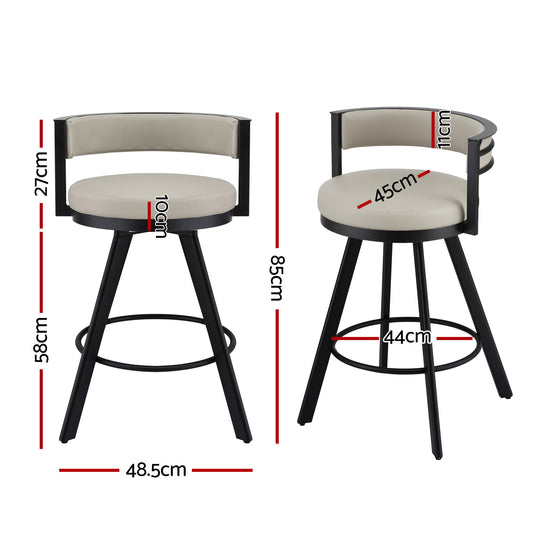 Artiss Bar Stools Set of 4 Swivel Kitchen Chair Metal Counter Beige Leather