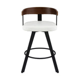 Artiss Bar Stools Set of 3 Swivel Counter Height Barstools with Bentwood Backrest PU Leather White