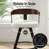 Artiss Bar Stools Set of 3 Swivel Counter Height Barstools with Bentwood Backrest PU Leather White