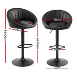 Artiss Bar Stools X4 Gas Lift Adjustable Rounded Shell Backrest PU Leather Black