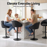 Artiss Bar Stools X4 Gas Lift Adjustable Rounded Shell Backrest PU Leather Black