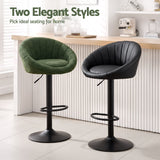 Artiss 4x Bar Stools Kitchen Chairs Gas Lift Adjustable Round Shell Boucle Green