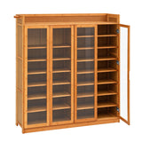 Artiss Shoe Cabinet 25 Pairs Shoe Storage Cupboard Umbrella Hook Raised Top Edge Wood