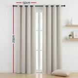 Artiss Blockout Curtains 2X 132x213cm Thermal Insulated Eyelet Drapes Beige