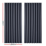 Artiss 2X Blockout Curtains Eyelet 300x230cm Charcoal