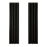 Artiss 2X Blockout Curtains Eyelet 140x230cm Black Shine