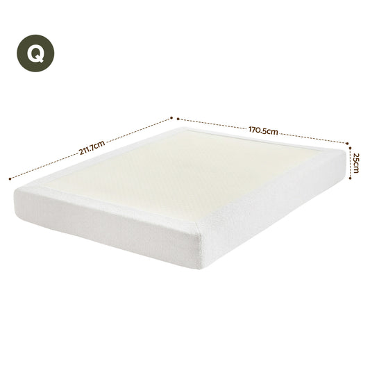 Artiss Compression Bed Frame Queen Size No Assembly Vacuum High Density Sponge Boucle Cream White