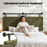 Artiss Wall Mounted Headboard Double Corduroy Upholstered Hanging Bed Head