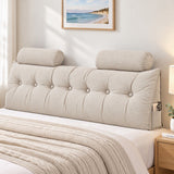 Artiss Headboard Pillow King Wedge Backrest Triangular with 2 Cushions Beige