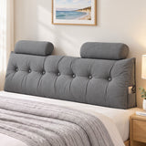 Artiss Headboard Pillow King Wedge Backrest Triangular with 2 Cushions Grey