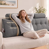 Artiss Headboard Pillow King Wedge Backrest Triangular with 2 Cushions Grey