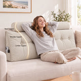 Artiss Headboard Pillow Queen Wedge Backrest Triangular with 2 Cushions Beige